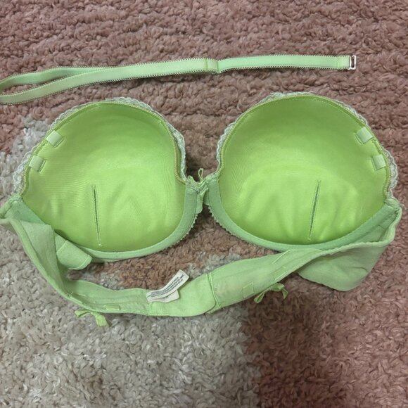 Aerie Women Bra 34C Sexy Mia Style Lime Green Adjustable Strap w/ Bows Push Up - Picture 7 of 7